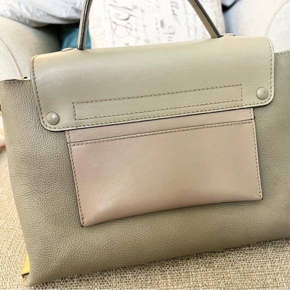 2F Chloe Clare medium Top Handle Chain Crossbody Satchel green gray leather - Picture 6 of 16